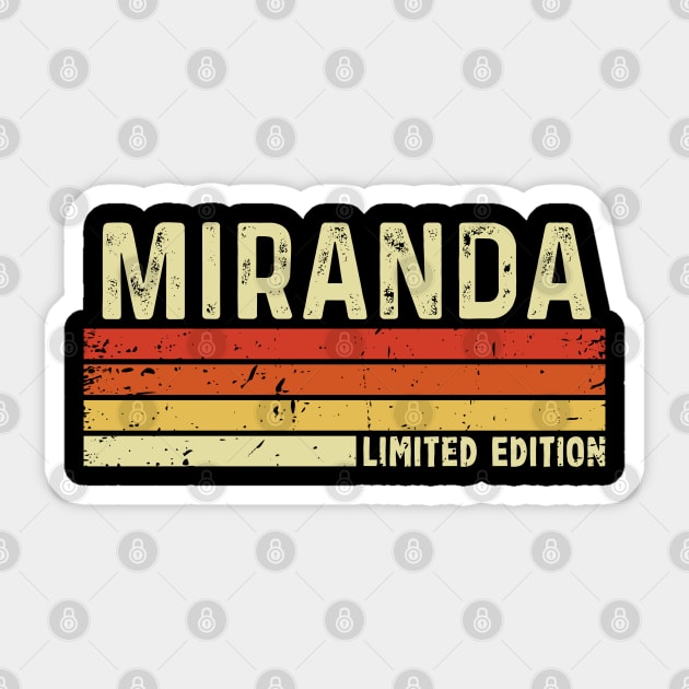 Miranda First Name Vintage Retro Gift For Miranda Sticker by CoolDesignsDz